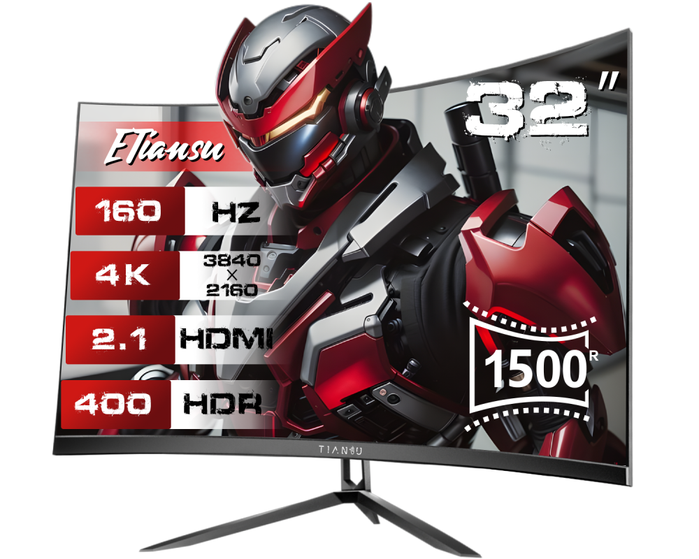 32 Inch 4K 160Hz Curved Gaming Monitor with AMD FreeSync Premium, 1500R, 95% DCI-P3, HDMI 2.1