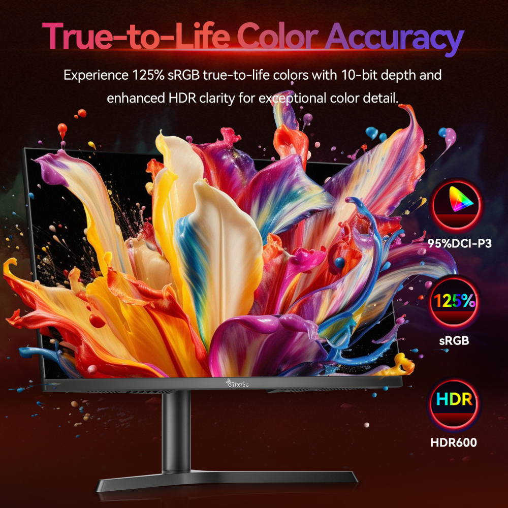 ETiansu 32 Inch Gaming Monitor,4K UHD (3840x2160),144Hz Refresh Rate, 1ms Response,AMD FreeSync Premium ,IPS Display, 125% sRGB,Built-in Speakers, USB-C, Height Adjustable Stand