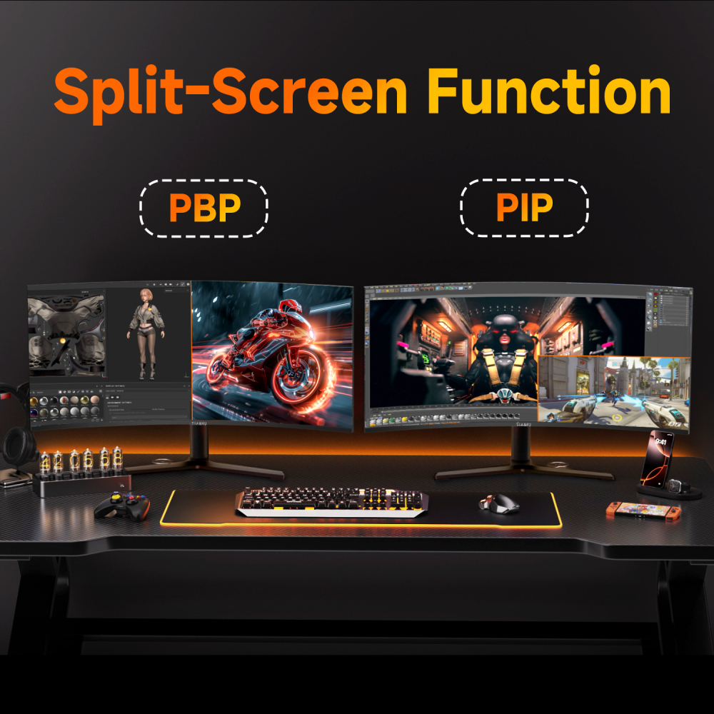 ETiansu 34Inch Curved Gaming Monitor 240Hz Ultrawide,1500R, 0.5ms, AMD FreeSync,UWQHD, 125% sRGB, HDMI 2.1, DP 1.4,Built-in Speakers,VESA Mountable