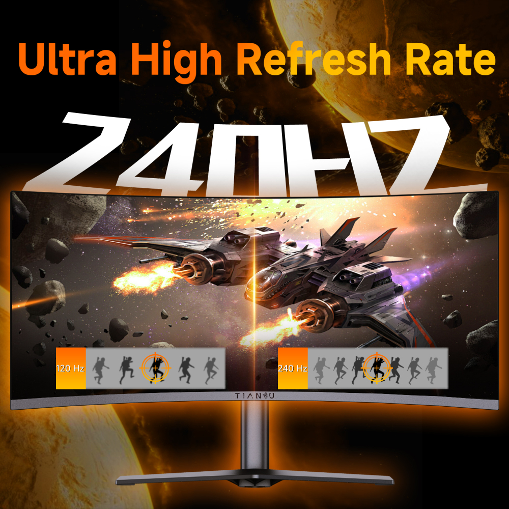 ETiansu 34Inch Curved Gaming Monitor 240Hz Ultrawide,1500R, 0.5ms, AMD FreeSync,UWQHD, 125% sRGB, HDMI 2.1, DP 1.4,Built-in Speakers,VESA Mountable