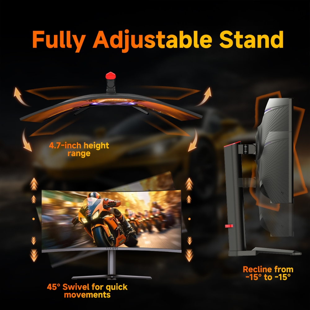 ETiansu 34Inch Curved Gaming Monitor 240Hz Ultrawide,1500R, 0.5ms, AMD FreeSync,UWQHD, 125% sRGB, HDMI 2.1, DP 1.4,Built-in Speakers,VESA Mountable