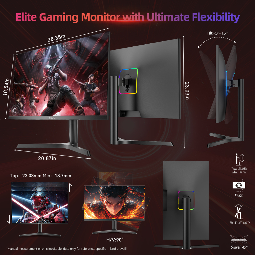 ETiansu 32 Inch Gaming Monitor,4K UHD (3840x2160),144Hz Refresh Rate, 1ms Response,AMD FreeSync Premium ,IPS Display, 125% sRGB,Built-in Speakers, USB-C, Height Adjustable Stand