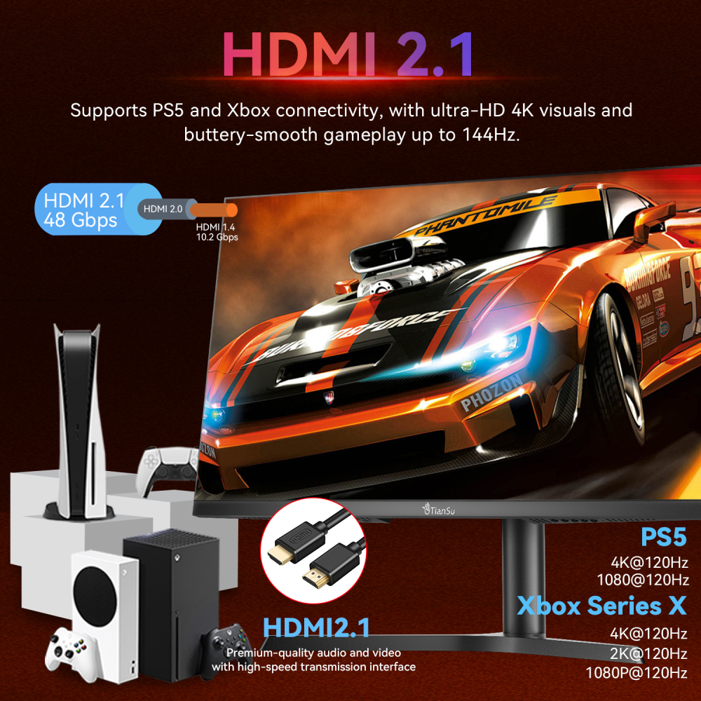 ETiansu 32 Inch Gaming Monitor,4K UHD (3840x2160),144Hz Refresh Rate, 1ms Response,AMD FreeSync Premium ,IPS Display, 125% sRGB,Built-in Speakers, USB-C, Height Adjustable Stand