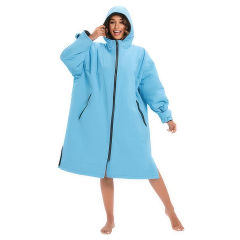Sky Blue Black Basic Changing Robe Long Sleeve