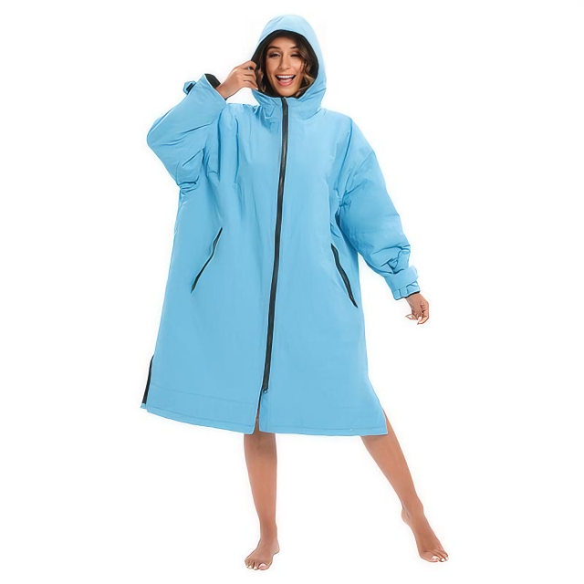 Sky Blue Black Basic Changing Robe Long Sleeve