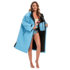 Sky Blue Black Basic Changing Robe Long Sleeve