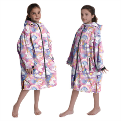 Custom Pink Unicorn Children's Swimming Robe - Kids Beach Robe with Brown Fleece Lining