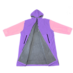 Custom Purple Pink Color Block Adult Changing Robe – Two-Tone Unisex Swim & Beach Robe