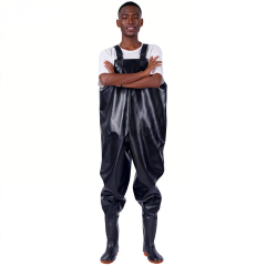Custom Black PVC Waterproof Fishing Hunting Waders Pants With Boots For Men
