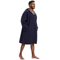 Waterproof Changing Robe for Men – Royal Blue & Dark Grey Fleece Lined (LB-B001)