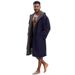 Waterproof Changing Robe for Men – Royal Blue & Dark Grey Fleece Lined (LB-B001)