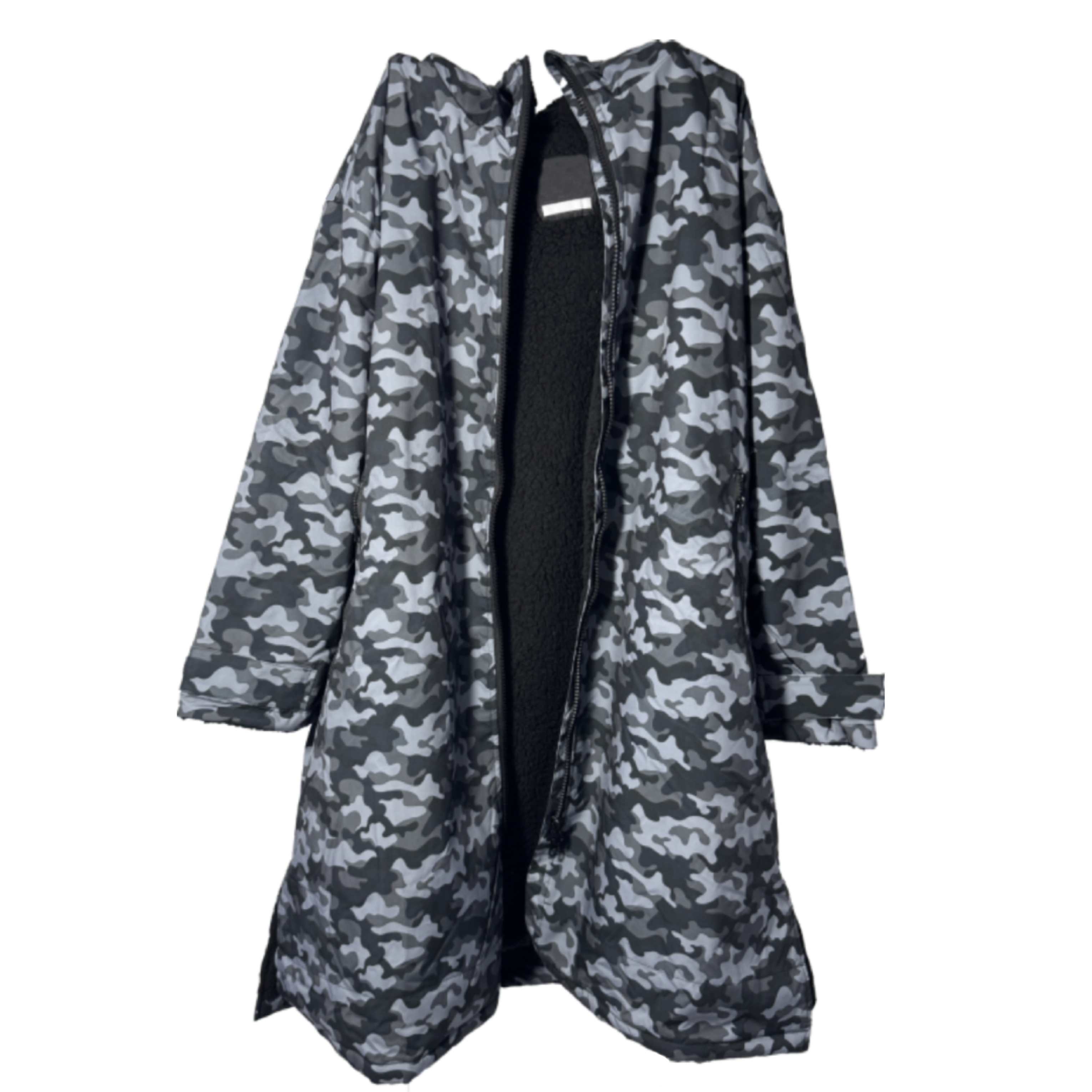 Camouflage Waterproof Changing Robe – Camo Black/Grey Adult Swim & Surf Robe