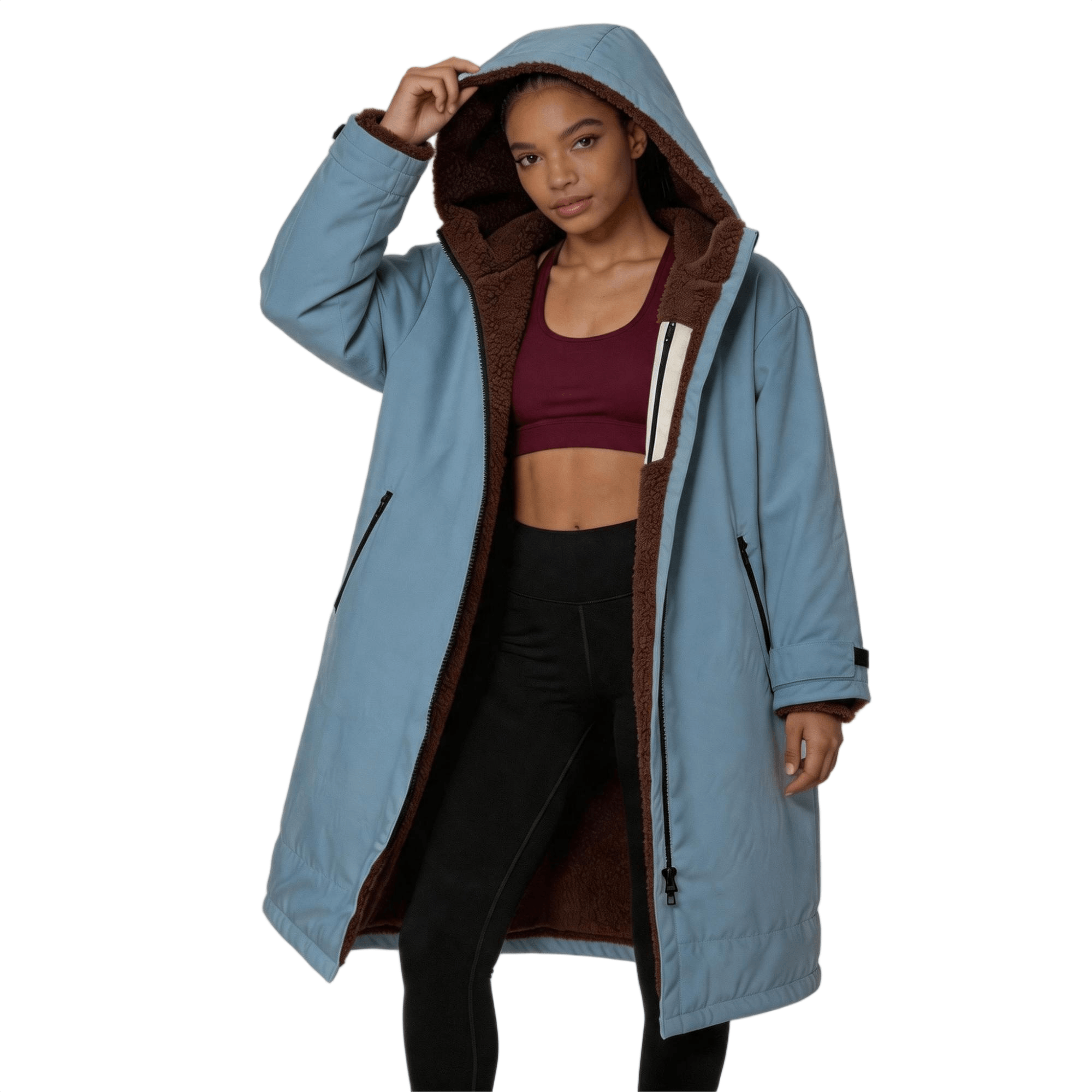 Misty Blue Robe Coat front view
