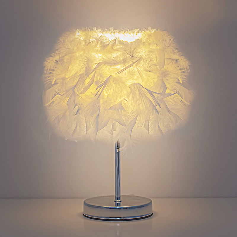 Luxury Feather Table Lamp for Bedroom, Bedside Lamp, Night Lamp, Ambient Lamp, High-End Feel