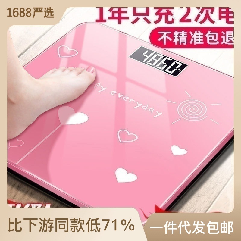Smart rechargeable electronic scale, cute and accurate adult weight scale for home use.