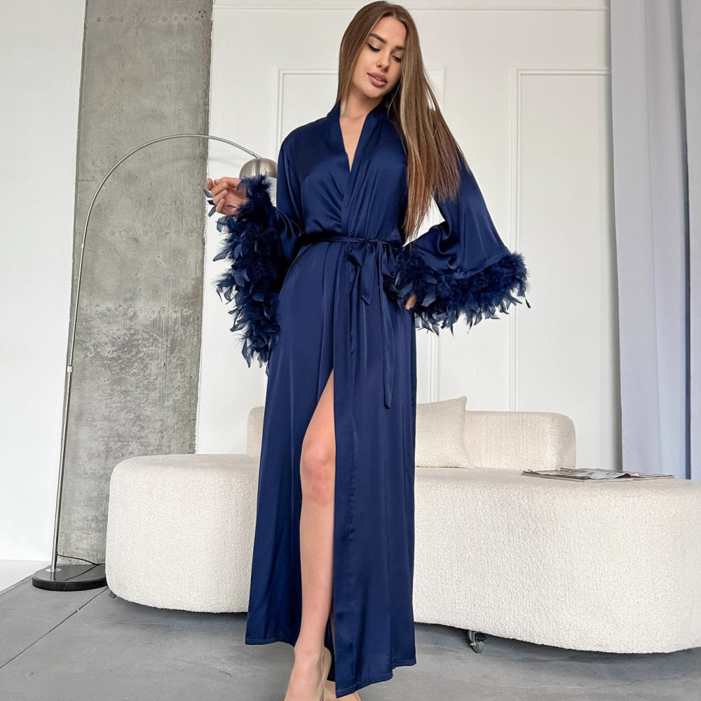 New Feather Long Loose Robe