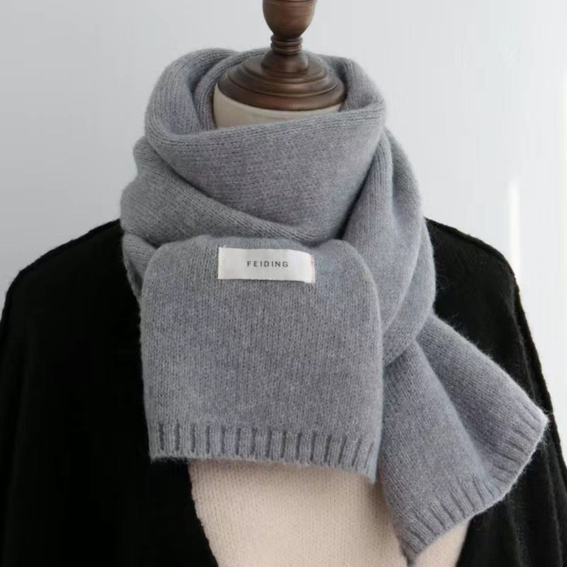 Korean style solid color knitted wool scarf