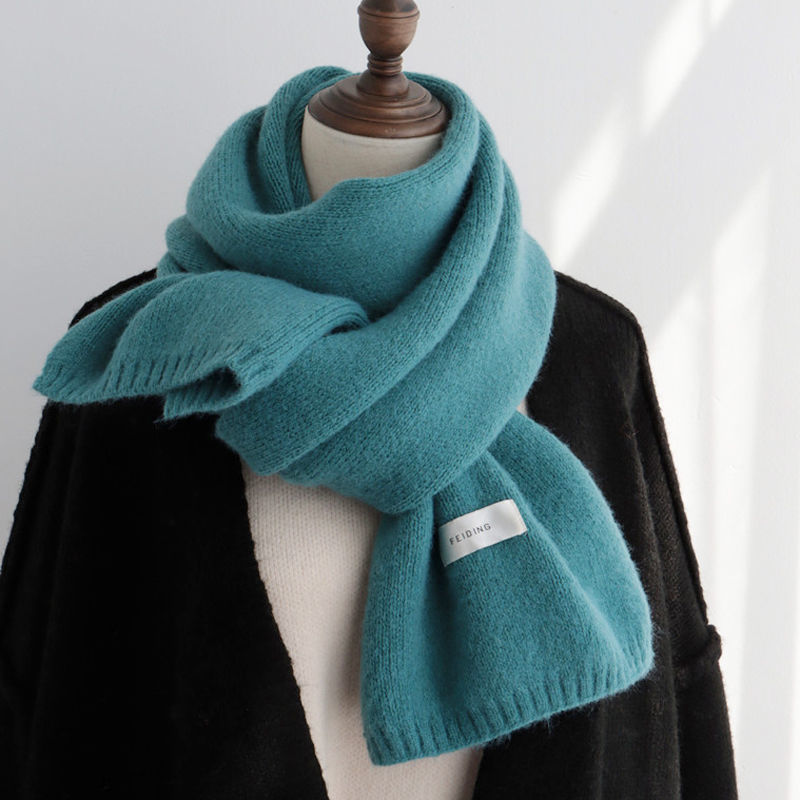 Korean style solid color knitted wool scarf