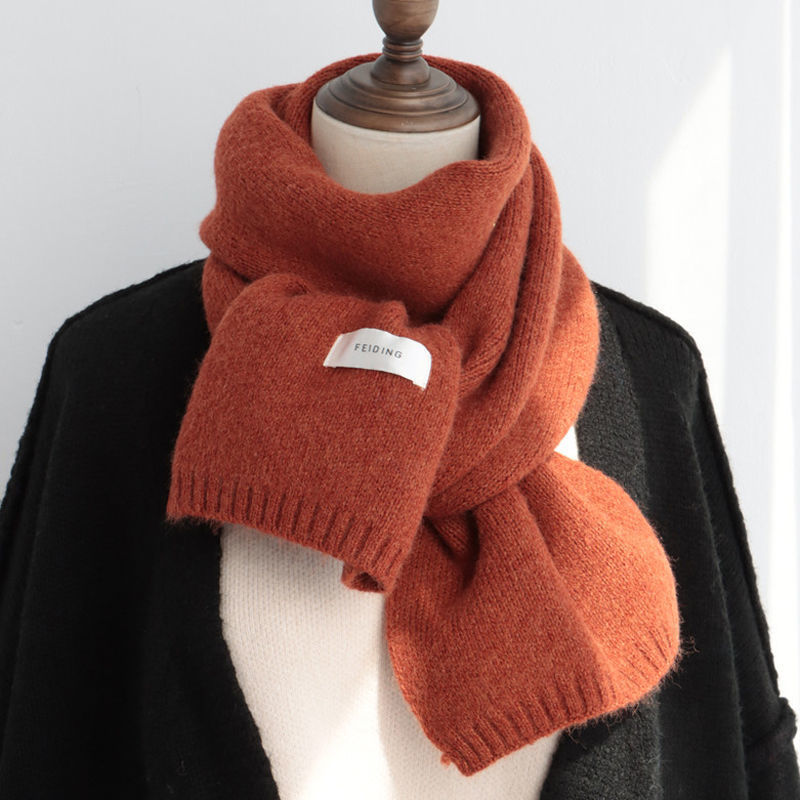 Korean style solid color knitted wool scarf
