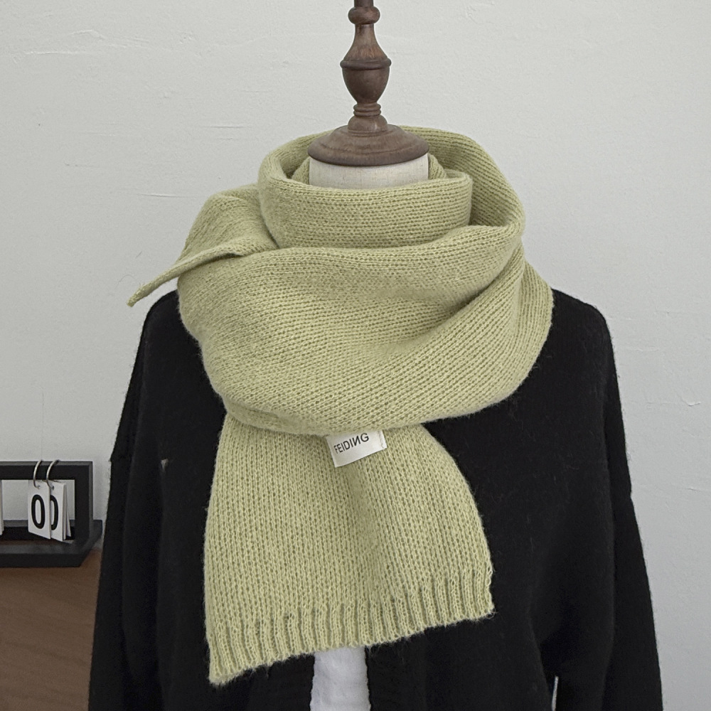Korean style solid color knitted wool scarf