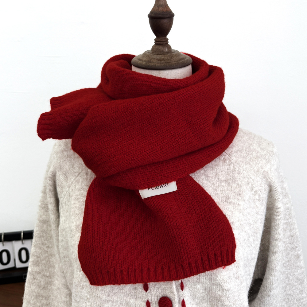 Korean style solid color knitted wool scarf