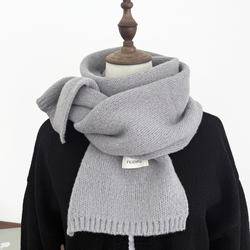 Korean style solid color knitted wool scarf