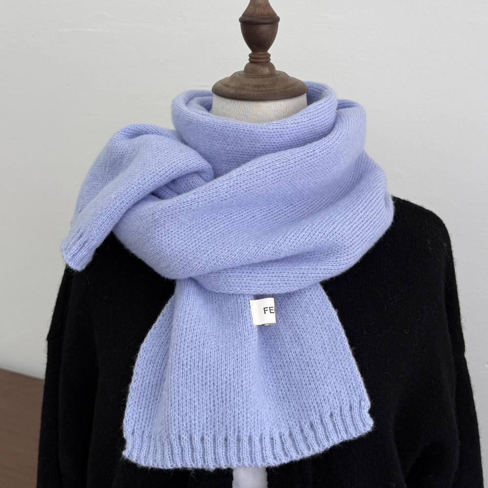 Korean style solid color knitted wool scarf