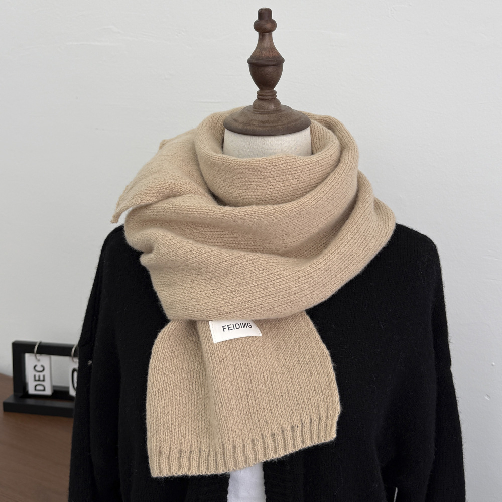 Korean style solid color knitted wool scarf