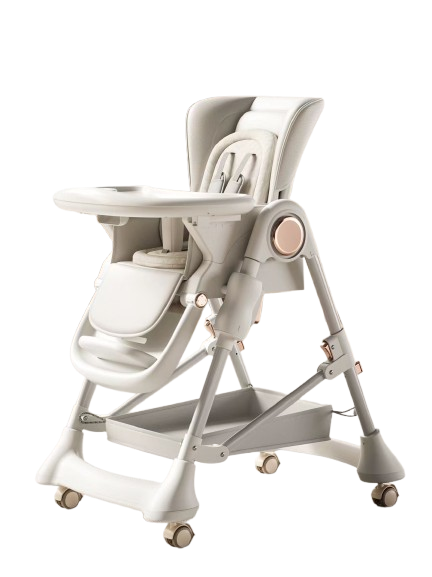 Multi functional foldable baby dining chair with adjustable wheels, modern design, comfortable, safe, and easy to clean