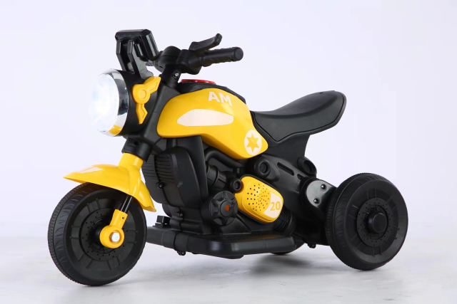 Children's electric motorcycle, three wheeled stable riding sound and light effects, baby can sit on a rechargeable toy car