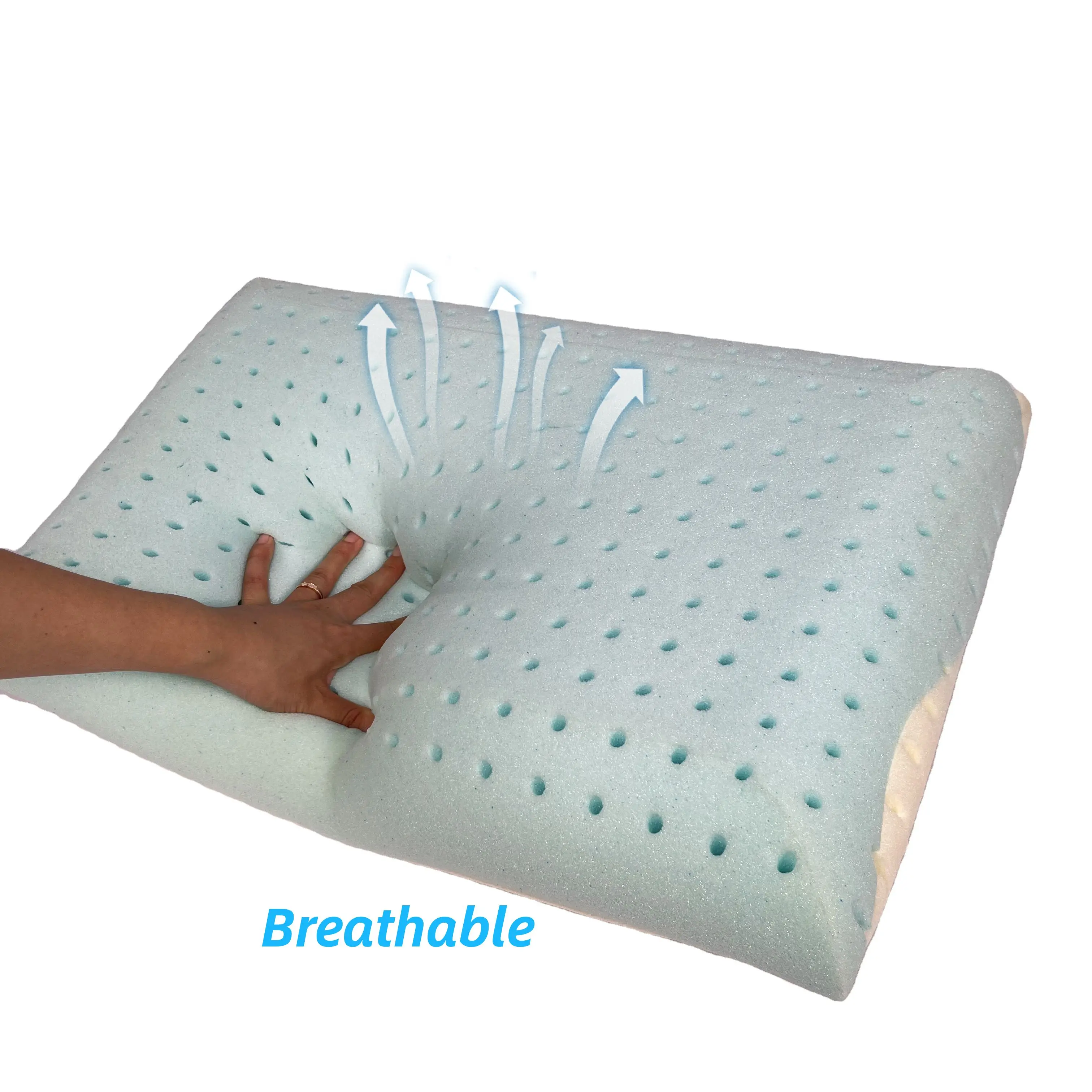 Moonlight Customized Removable Cover Two-Color Splice Memory Foam Bed Neck Pillows Cushion Solid Pattern for Hotel Bedroom Sleeping