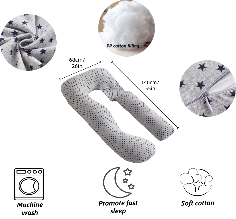 Moonlight U-Shaped Full Body Maternity Pillow Soft PP Cotton Filling Separately Washable Cover for Pregnant Women Wholesale