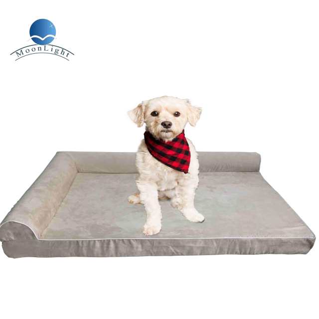 Modern L-Shaped Orthopedic Dog Bed with Memory Foam Washable and Removable Cover Pets Sofa for Large Dogs and Cats