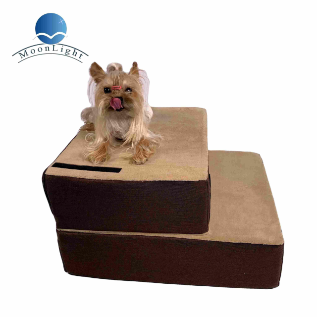 New Arrival Dog Stairs Step Memory Foam Filling Dog Bed Polyester Waterproof Cloth Cover Brown Dog Sofa