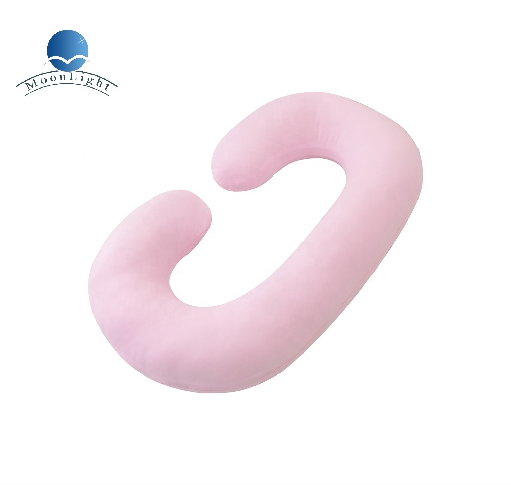 Moonlight Pink C-Shaped Pregnancy Pillow for Women Side Sleepers Soft Massage OEKO-TEX Certified Hollow Fiber Filling All-Season Maternity PIllow Wholesale