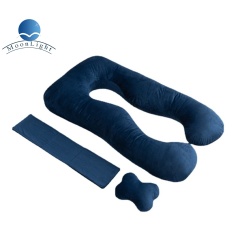 Moonlight U Shaped Full Body Support Maternity Pillow Navy Blue Velvet Warm Pregnancy Pillow Factory Directly