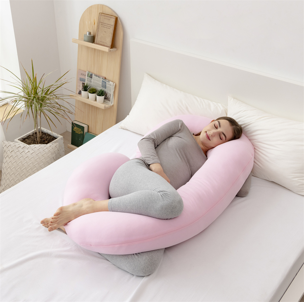 Moonlight Pink C-Shaped Pregnancy Pillow for Women Side Sleepers Soft Massage OEKO-TEX Certified Hollow Fiber Filling All-Season Maternity PIllow Wholesale