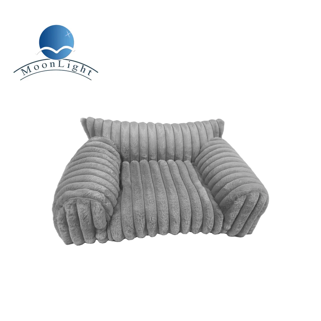 Pet Bed Foam and Polyester Fiber Mixed Filling Corduroy Cozy Removable and Washable Cover Dog Cat Sofa Bed