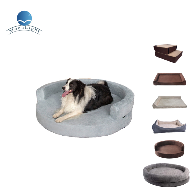 Round Waterproof Orthopedic Dog Bed with Memory Foam Luxury Large Sofa Pet Beds Accessory for Puppies & Dogs
