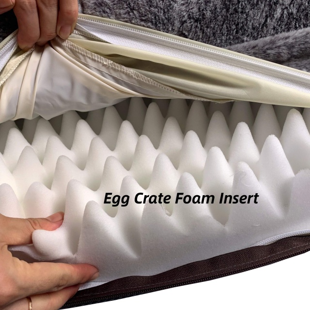 Luxury Double Layer Memory Foam Dog Bed Sofa Human Size Egg Crate Insert Waterproof Cloth Removable Cover Solid Plush Pattern