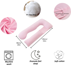 Moonlight Pink U Shaped Detachable Maternity Pillow Pregnancy Pillow Full Body for Pregnant Women Professional Home Textile Manufacturer