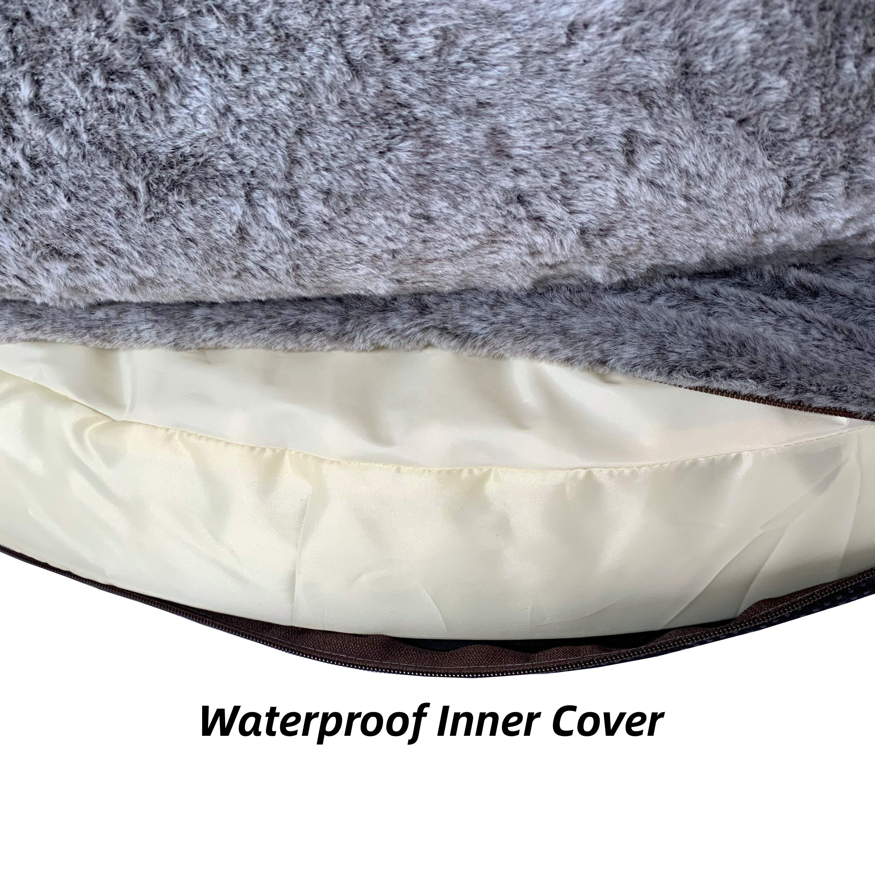 Luxury Double Layer Memory Foam Dog Bed Sofa Human Size Egg Crate Insert Waterproof Cloth Removable Cover Solid Plush Pattern