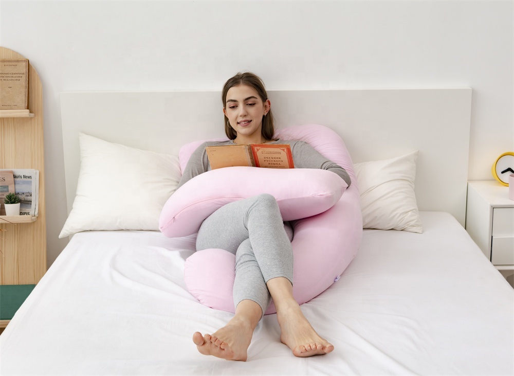 Moonlight Pink U Shaped Detachable Maternity Pillow Pregnancy Pillow Full Body for Pregnant Women Professional Home Textile Manufacturer
