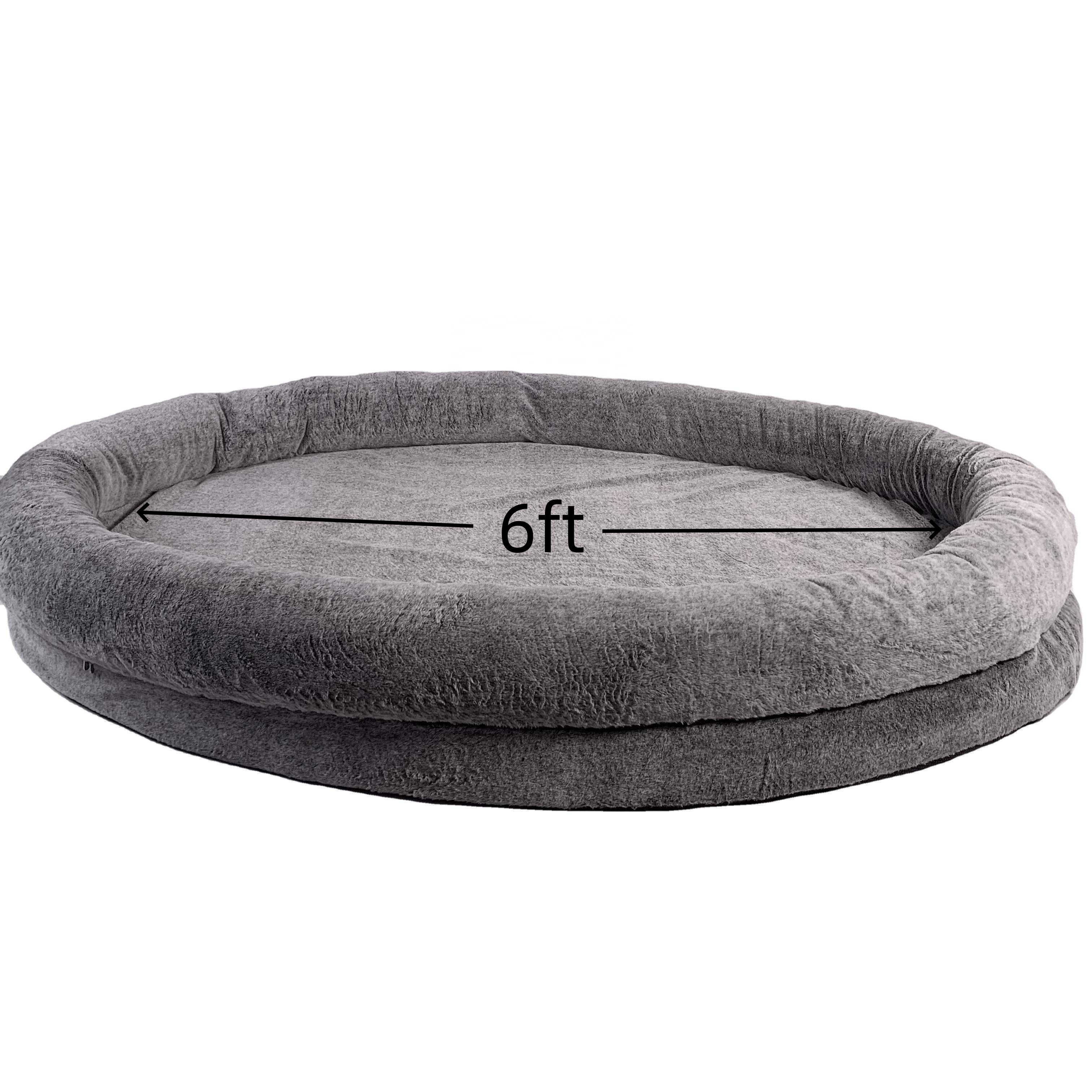 Luxury Double Layer Memory Foam Dog Bed Sofa Human Size Egg Crate Insert Waterproof Cloth Removable Cover Solid Plush Pattern