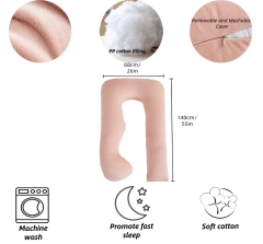Moonlight Hot Sale U-Shaped Full Body Velvet Maternity Pregnancy Pillow with PP Cotton Filling Washable Removable Cover