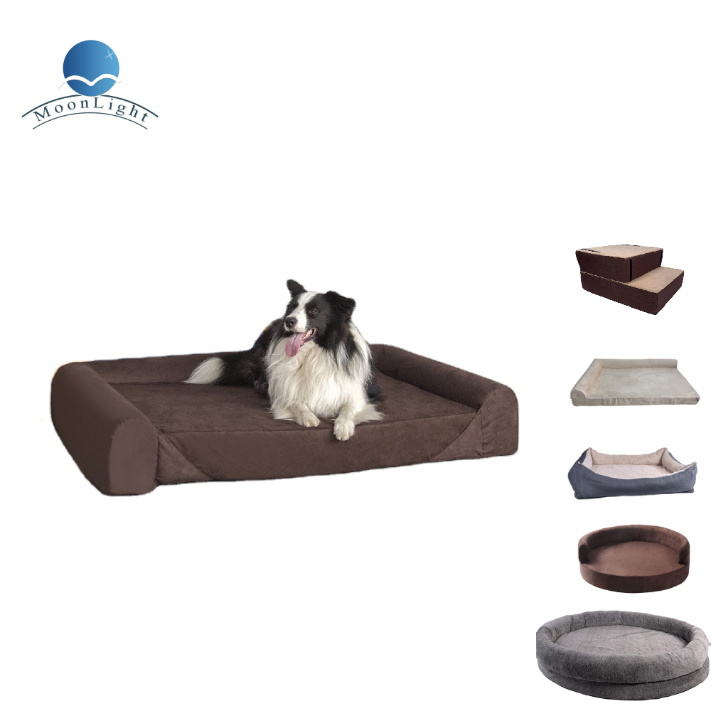 Customized Large Outdoor Pet Beds Comfortable Brown Memory Foam Cat and Dog Couch with Washable and Removable Design