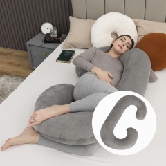 Moonlight Pure Color Plush Super-soft Velvet C Shaped Body Support Pregnancy Maternity Sleeping Pillow for Women Pregnant China Wholesale