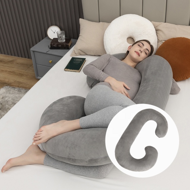 Moonlight Pure Color Plush Super-soft Velvet C Shaped Body Support Pregnancy Maternity Sleeping Pillow for Women Pregnant China Wholesale