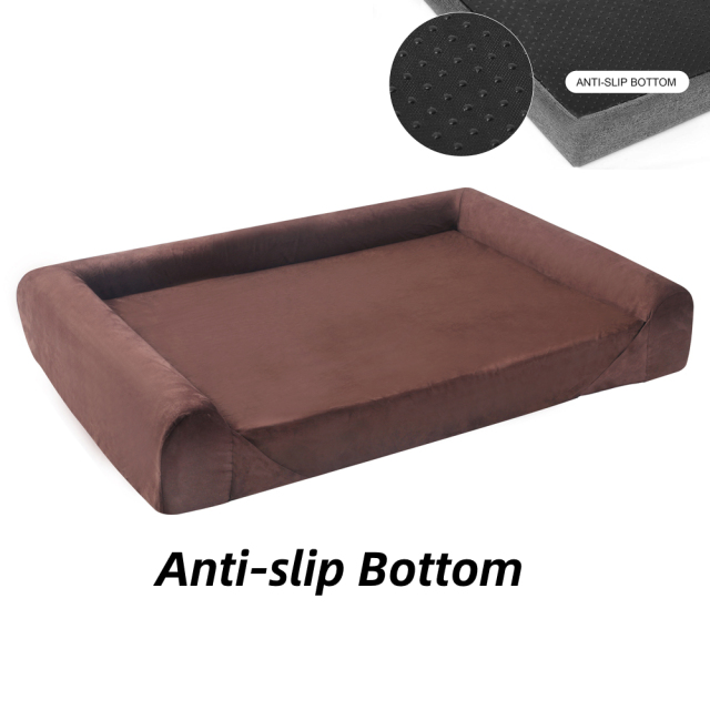 Customized Large Outdoor Pet Beds Comfortable Brown Memory Foam Cat and Dog Couch with Washable and Removable Design
