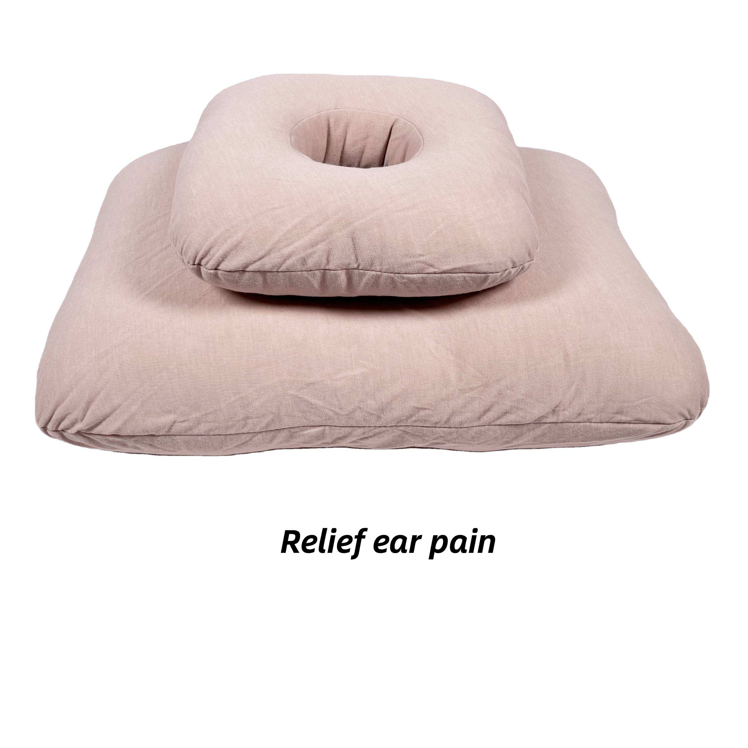 Moonlight Modern Solid Ear Piercing Pillow for Side Sleepers with Ear Hole Design to Prevent Ear Pain and Pressure Sores